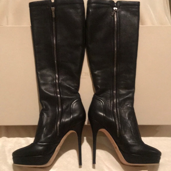 JIMMY CHOO BLACK LEATHER BOOTS - Picture 5 of 8